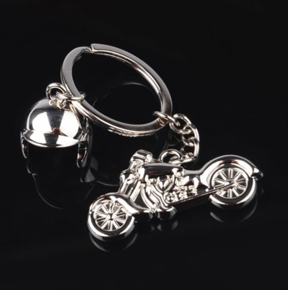 TRIXES Porte-clés en forme de casque de moto argenté – Petit